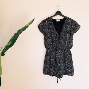 Black & white polka dot romper
